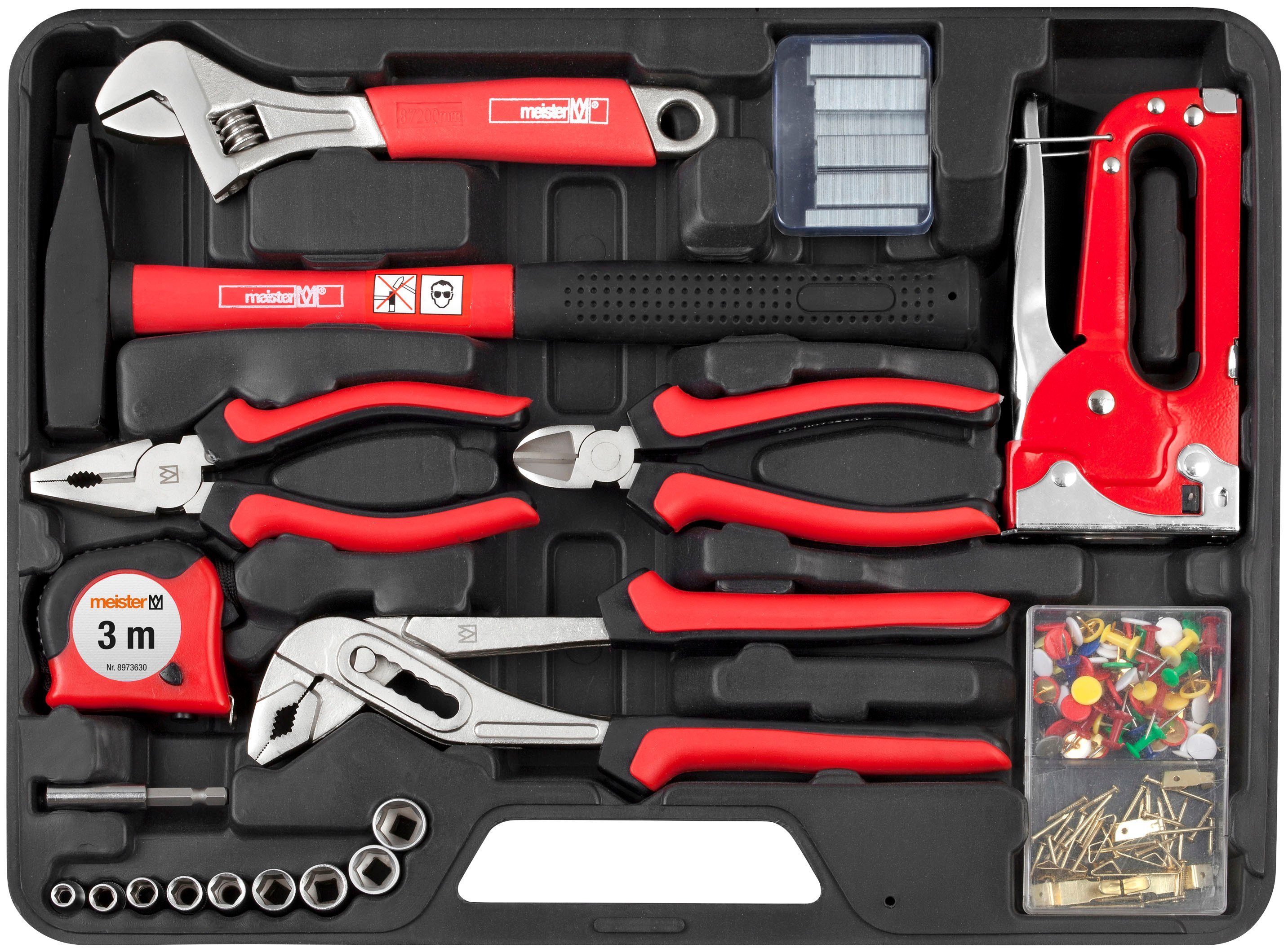 meister Werkzeugset Haushaltskoffer / 8973630, 60-teilig - Werkzeug-Set für den täglichen Gebrauch