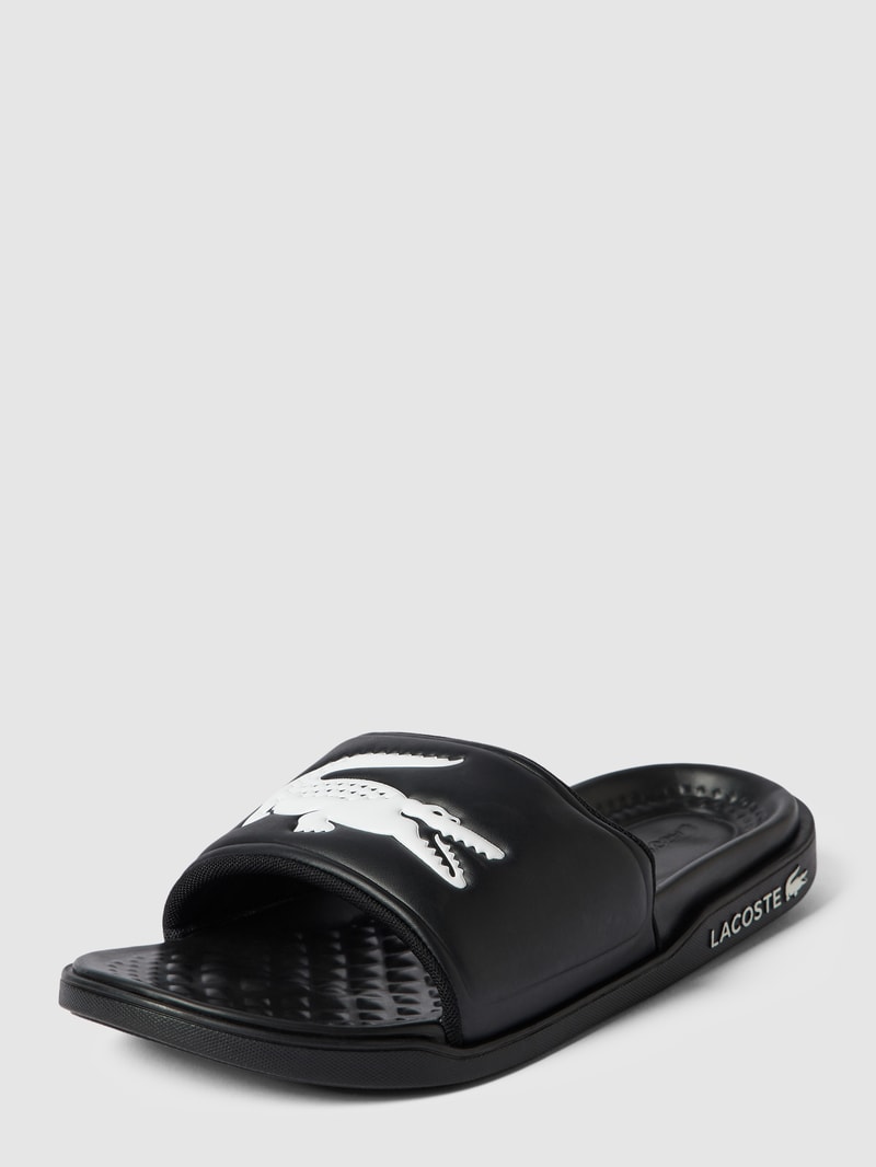 Slides mit Label-Applikation Modell 'Croco Dualiste' in schwarz
