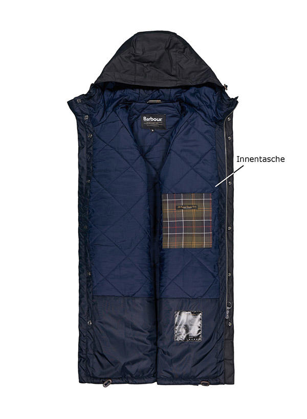 Barbour, Parka Winter, Baumwolle gewachst Steppfutter, navy