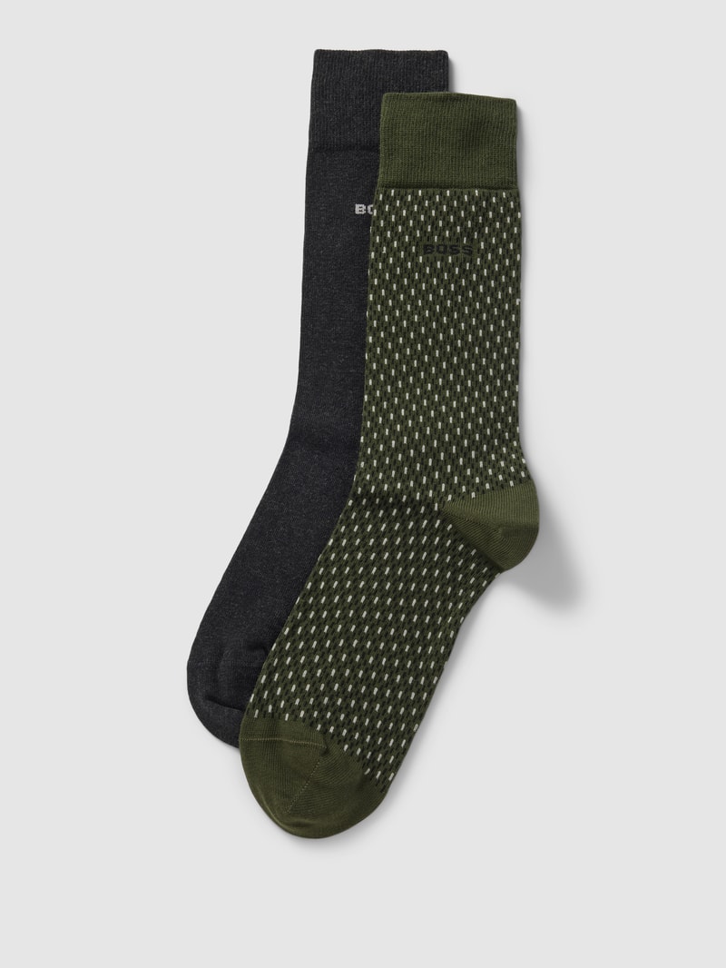 Socken mit Label-Detail im 2er-Pack in olivgrün