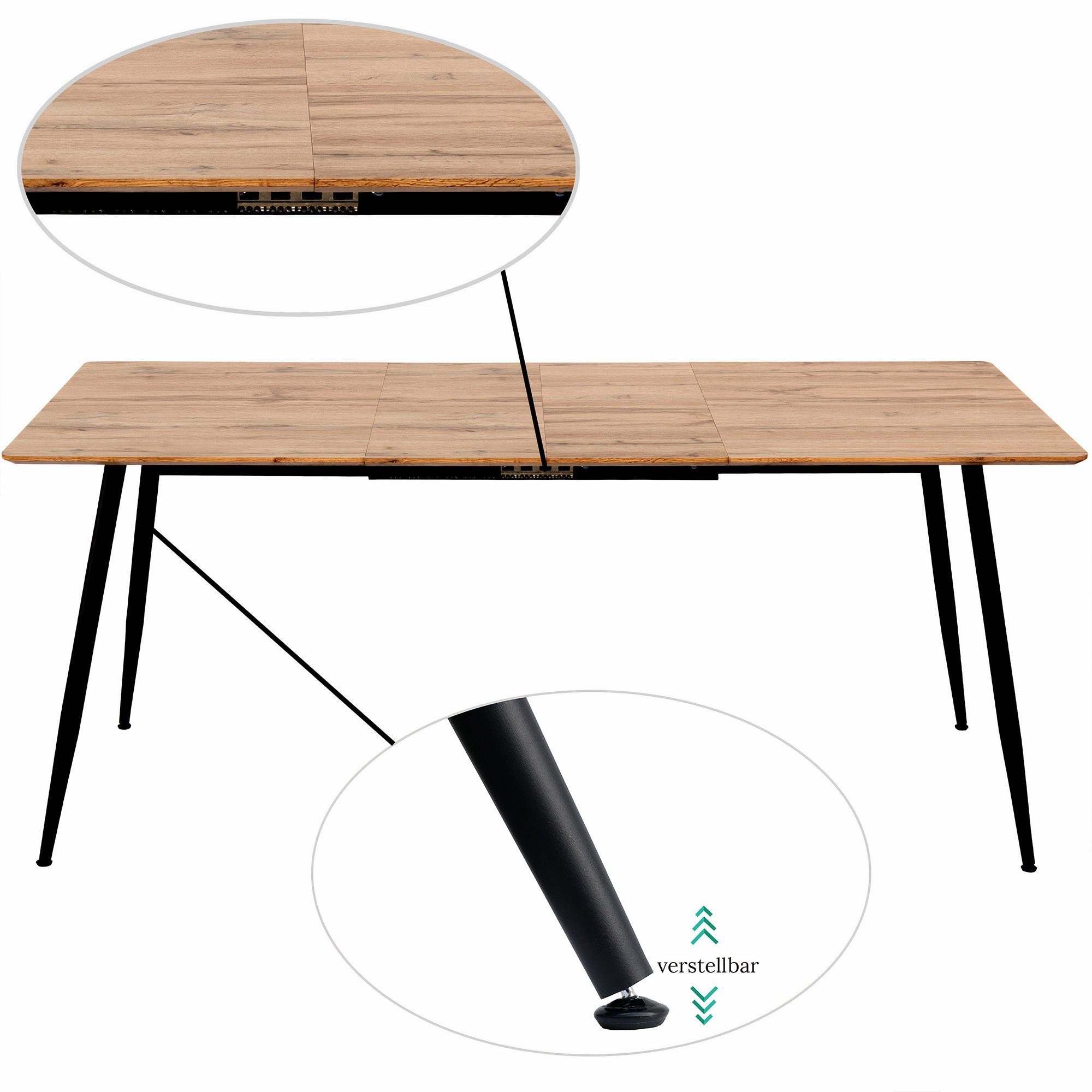 TRISENS Esstisch Emilia, Esstisch ausziehbar 120-150-180x80cm 4-10Pers. Ovaler Tisch Holz Optik