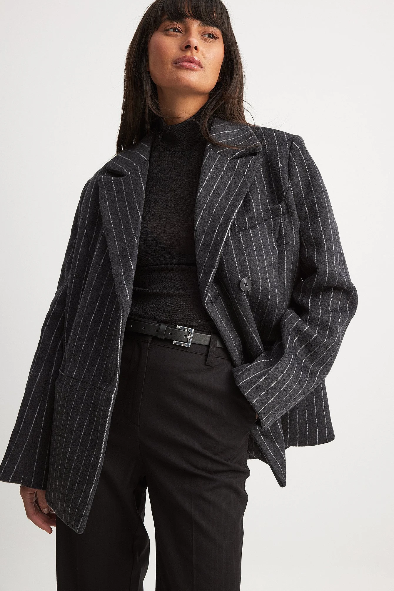 Oversized-Blazerjacke aus Wollmischung