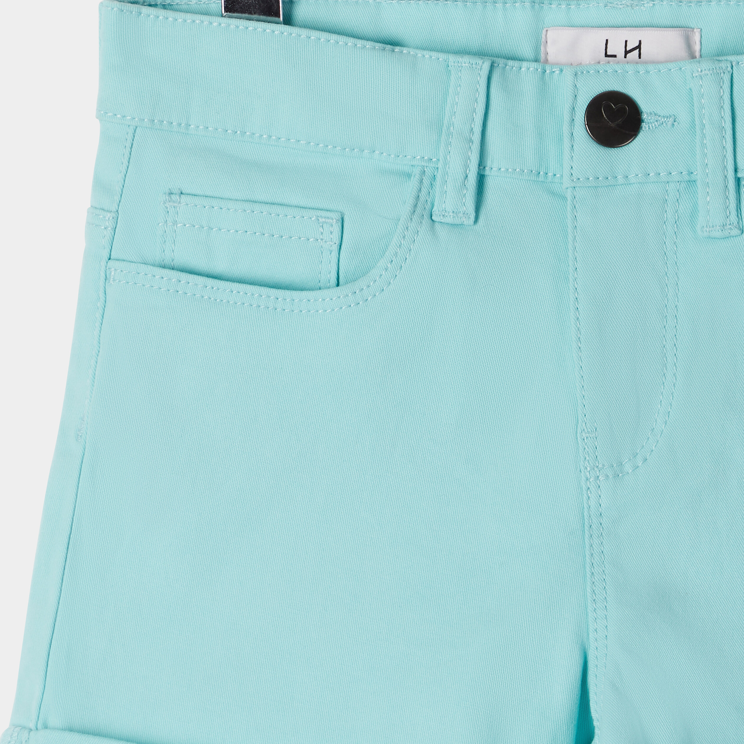 Short ajusté en twill bleu turquoise fille | La Halle