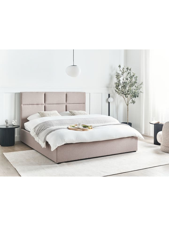 Beliani Doppelbett LAGORD in Beige/Schwarz - (W) 170 x (H) 84 x (L) 214 cm günstig kaufen onesize