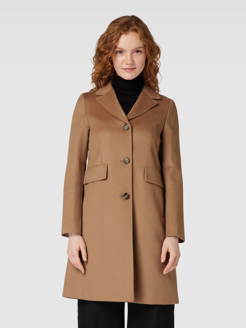 Mantel aus reiner Schurwolle mit Reverskragen Modell 'TEVERE' in camel