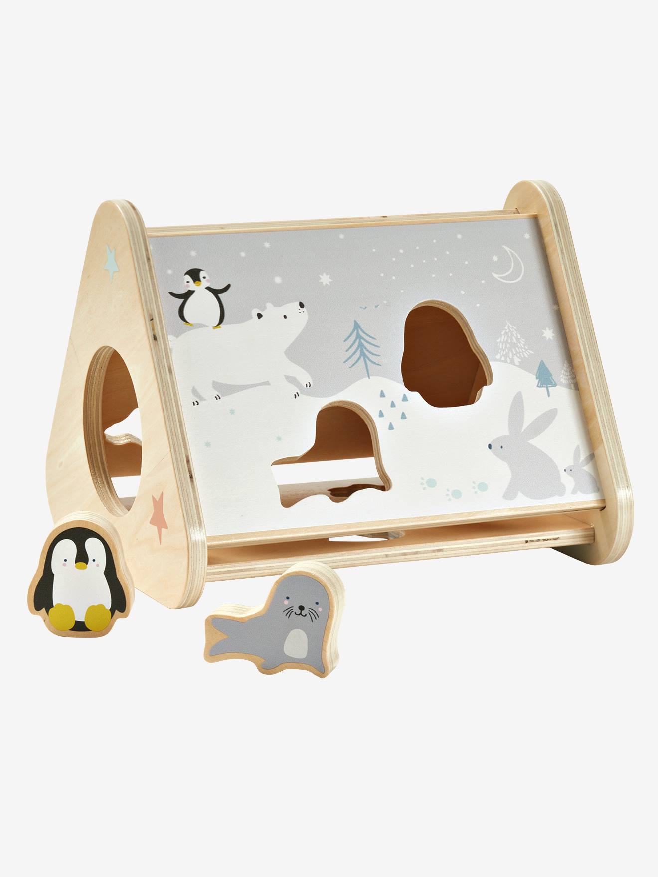 Boîte à formes des animaux en bois FSC® multicolore