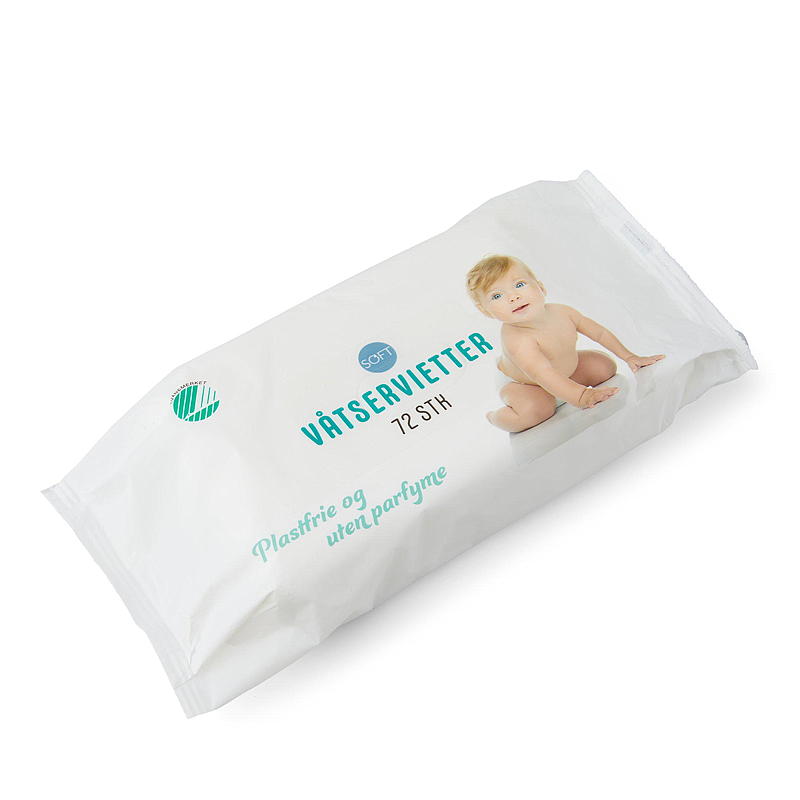 Soft Våtserviett 72 stk plastfri uparfymert svanemerke