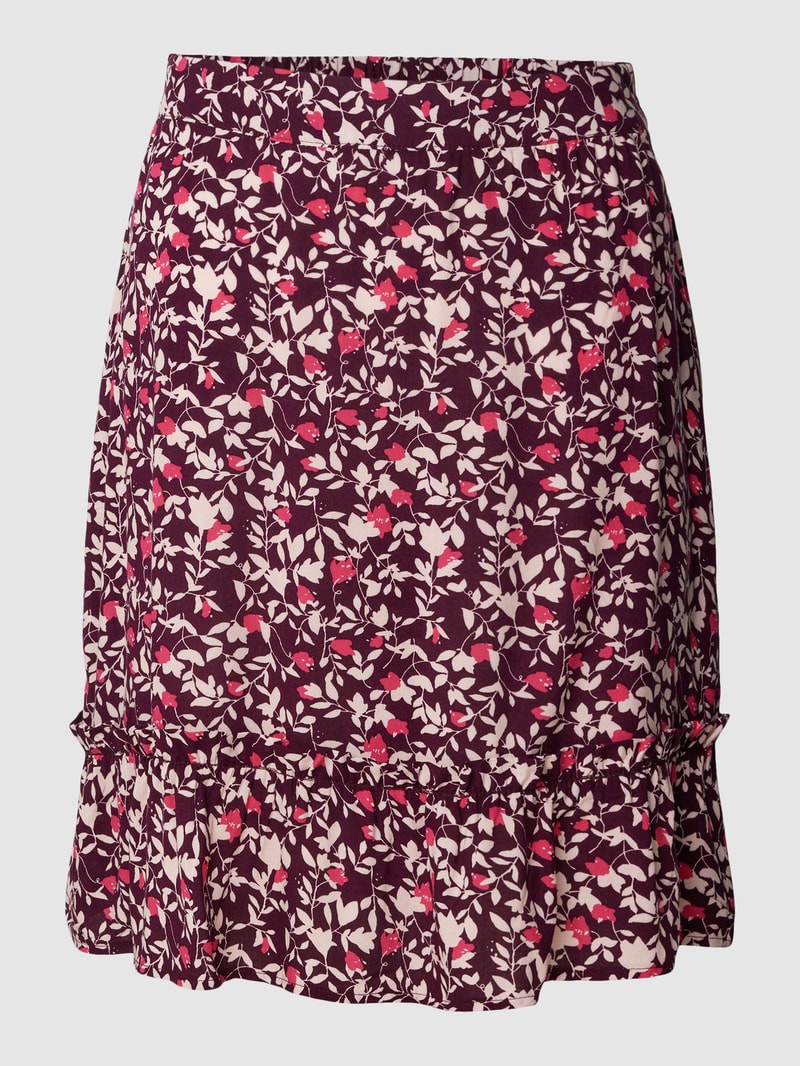 Knielanger Rock mit Allover-Print Modell 'CELINA' in bordeaux rot