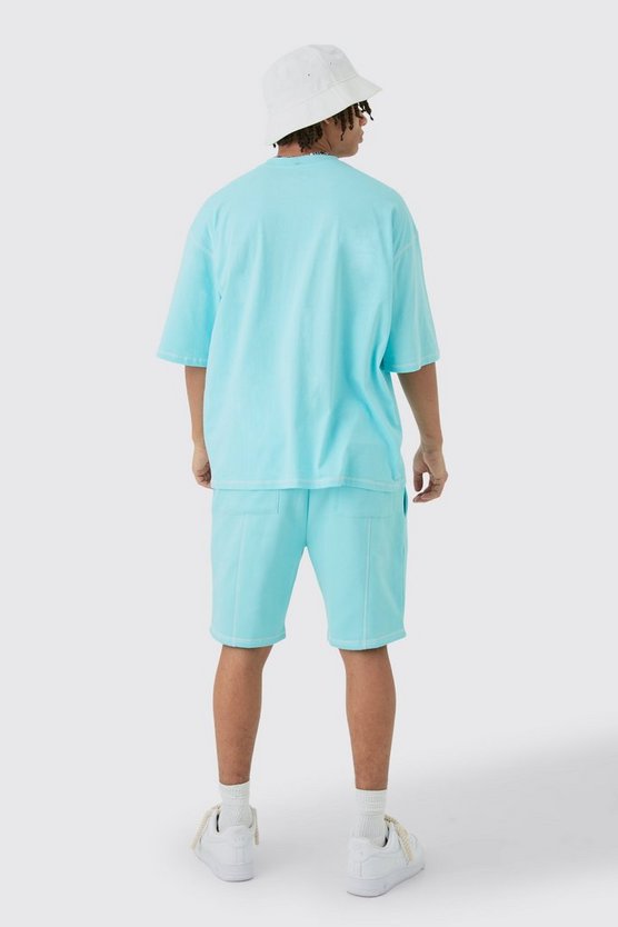 Oversize T-Shirt mit Kontrast-Naht & Shorts