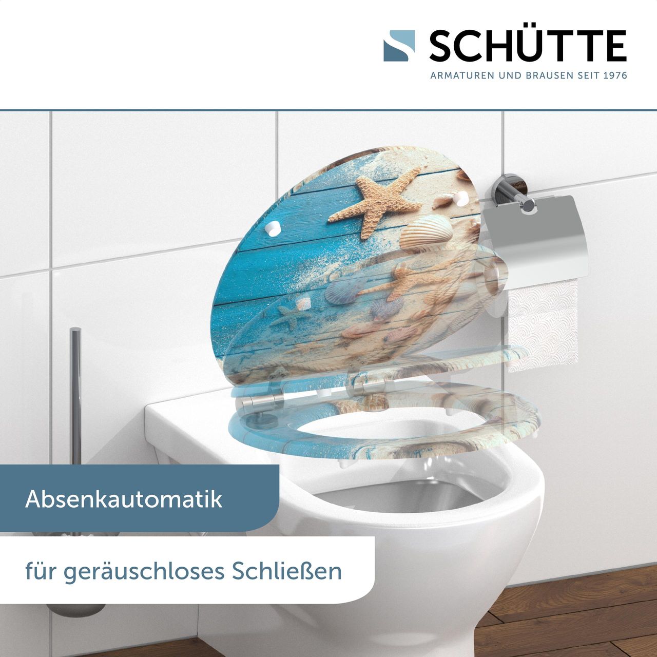 Schütte MDF WC Sitz BEACH AND WOOD, Toilettendeckel mit Absenkautomatik Holzkern
