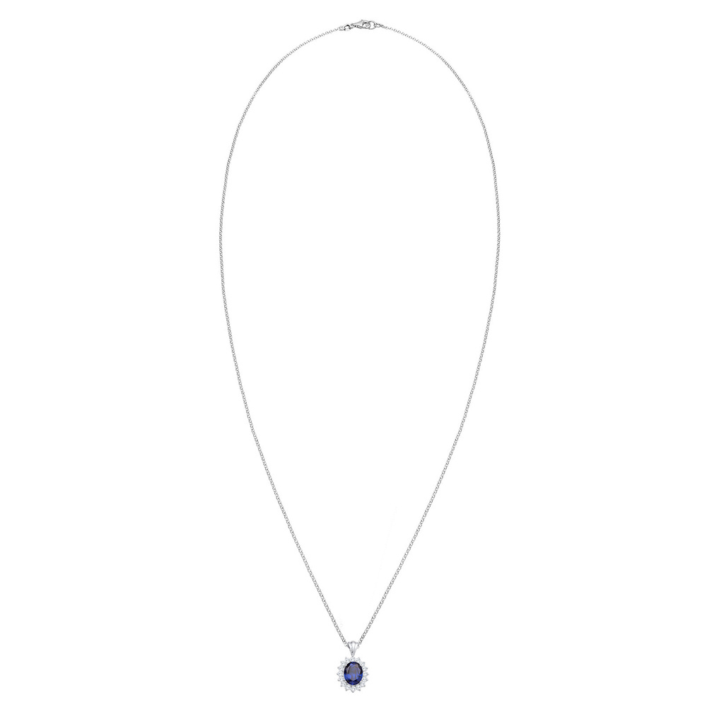 Elli Elli Collier Femme Saphir Zircone - (925/1000) Argent collier