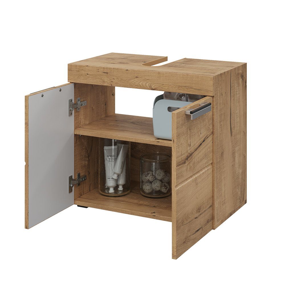 Vicco Badmöbel-Set Badschrank Waschtischunterschrank LUNA Eiche Wotan, (1-St., Badschrank)