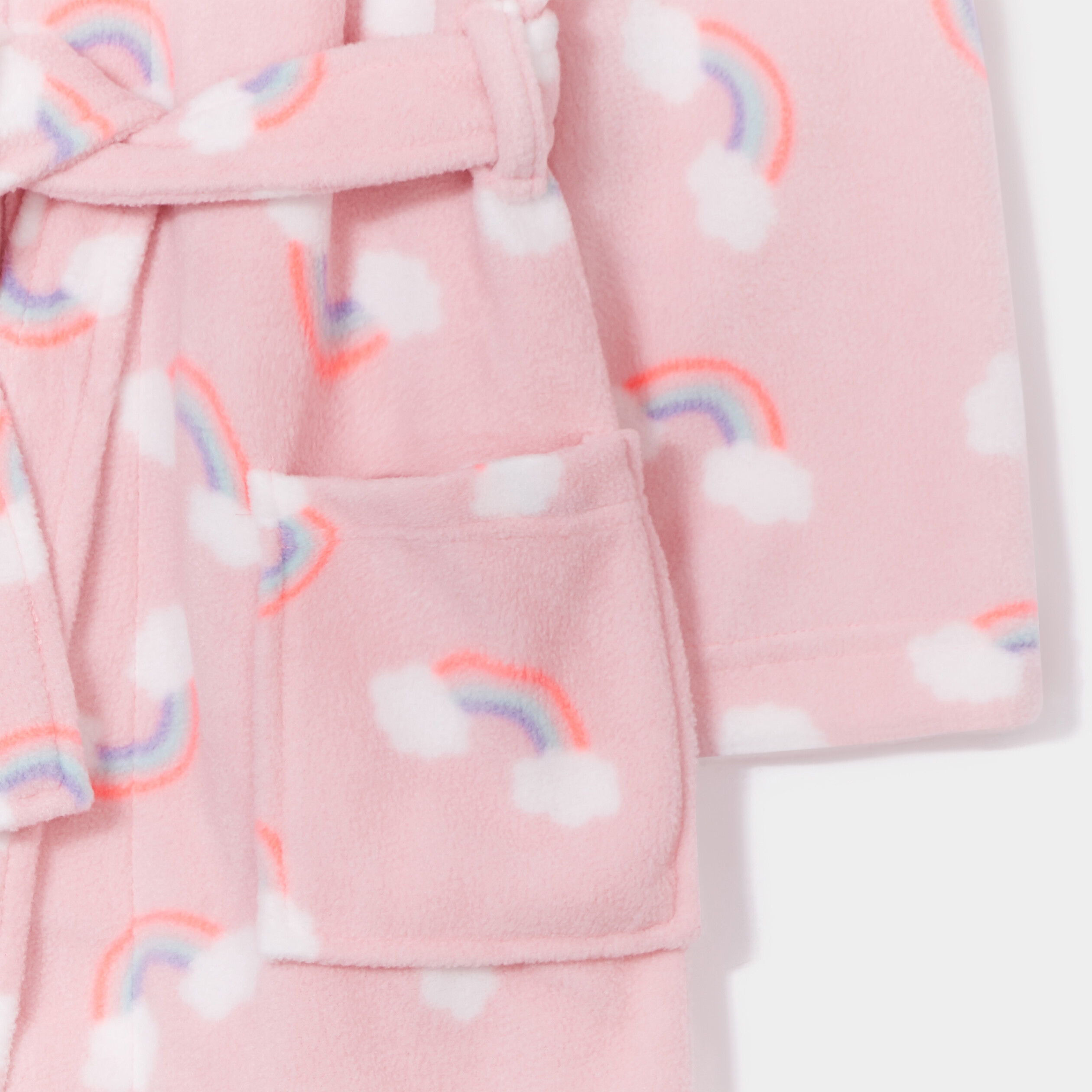 Peignoir pilou ceinturé à capuche rose fille | La Halle