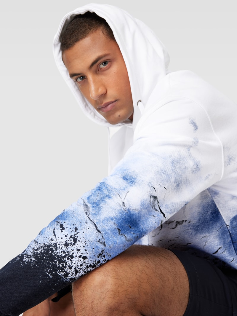 Hoodie mit Motiv-Print Modell 'Sorin' in ozean blau