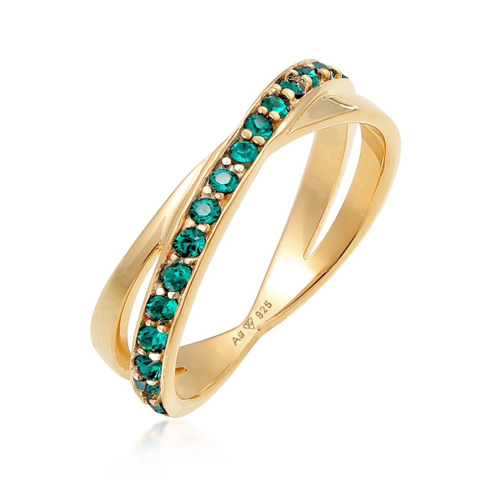 Elli Elli Bague Femmes pile enroulée Set élégant avec des cristaux de verre en argent  Bague
