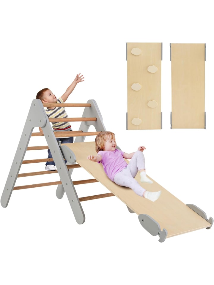 COSTWAY Kletterdreieck mit Rutsche in Grau günstig kaufen onesize
