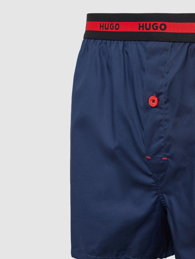 Boxershorts mit Label-Stitching im 2er-Pack in dunkelblau