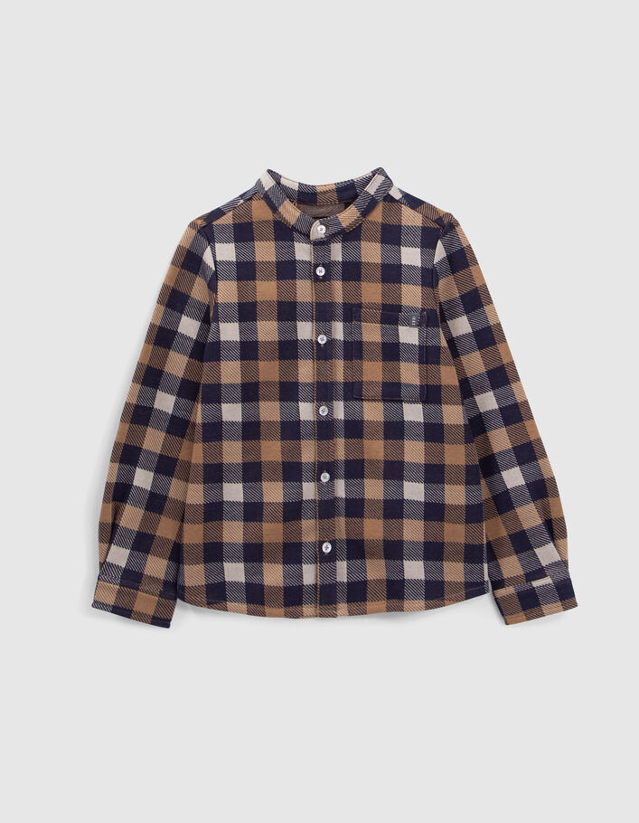 Chemise camel à carreaux capuche amovible garçon