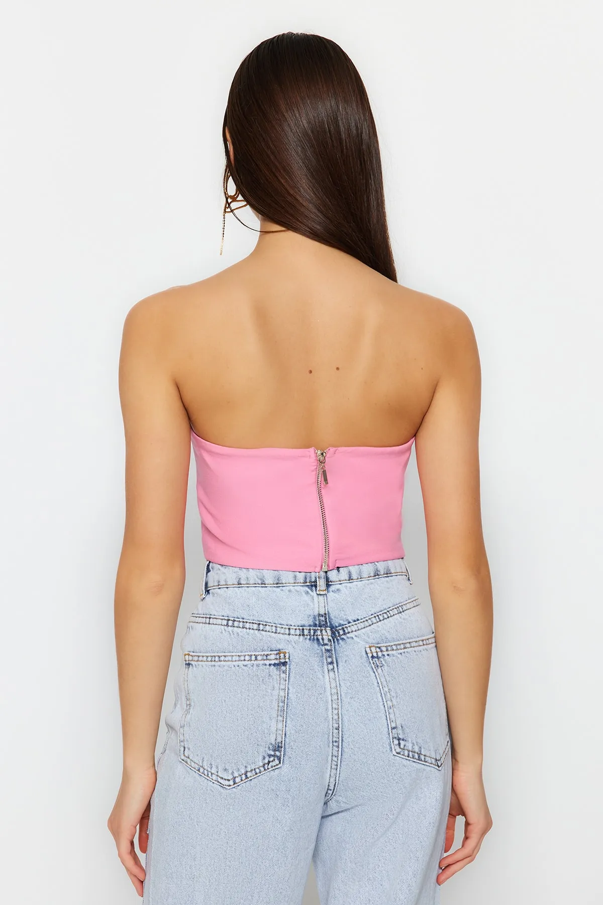 Trendyol Collection  Rosafarbenes Bustier mit Herzausschnitt TPRSS23BS00125