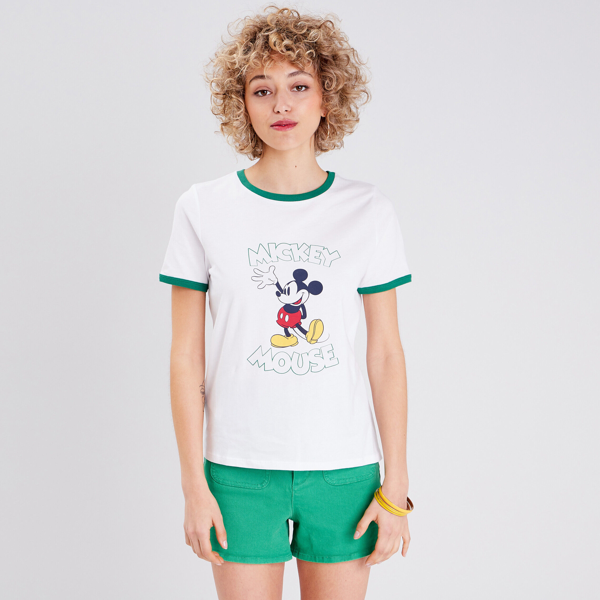 T-shirt manches courtes Mickey ecru femme | Cache Cache