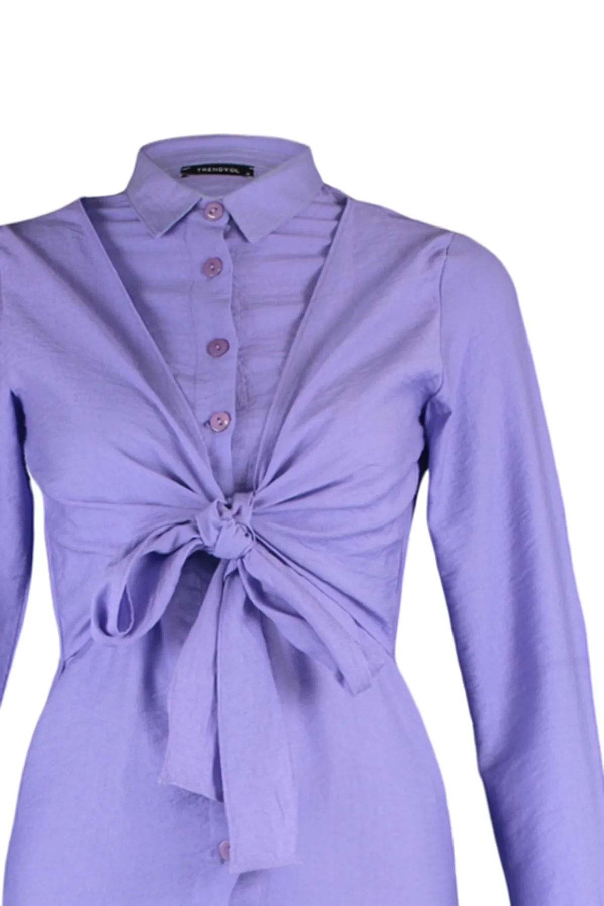 Trendyol Modest  Lilafarbenes gewebtes Hemd-Hosen-Set mit Taillenschnürung TCTSS22US00027