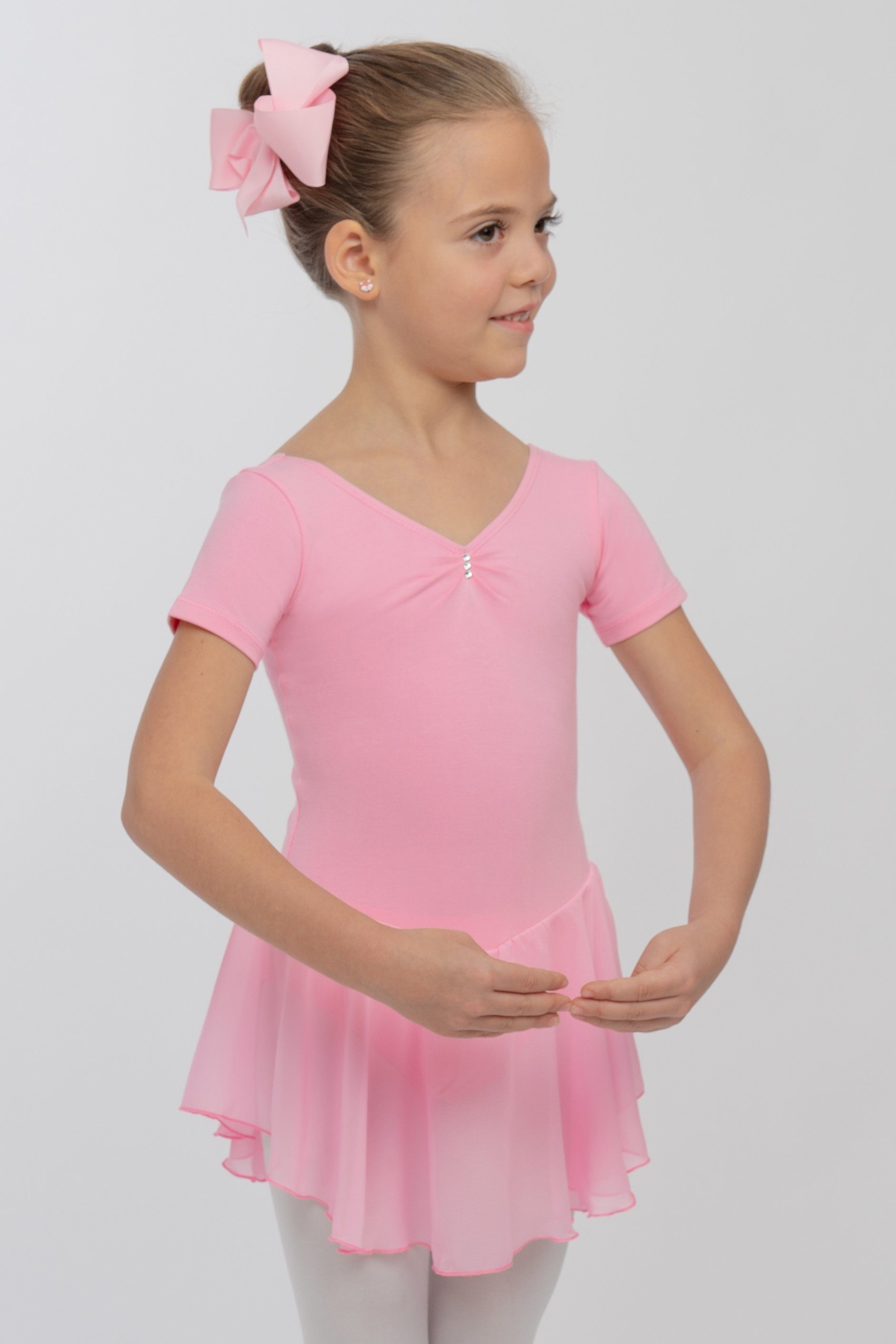 tanzmuster Chiffonkleid Ballettkleid Betty mit Glitzersteinen Mädchen Ballettbody mit Chiffon Röckchen