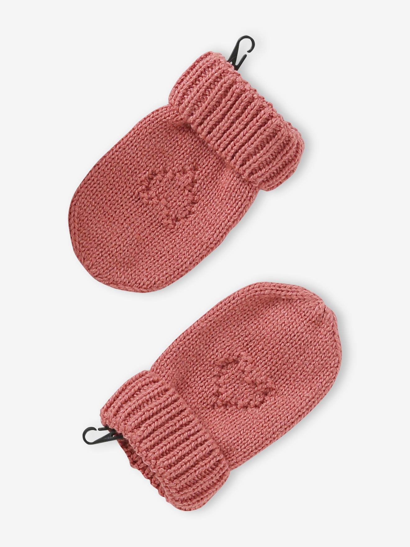 Vertbaudet Mädchen Baby-Set: Mütze, Rundschal & Fäustlinge - altrosa