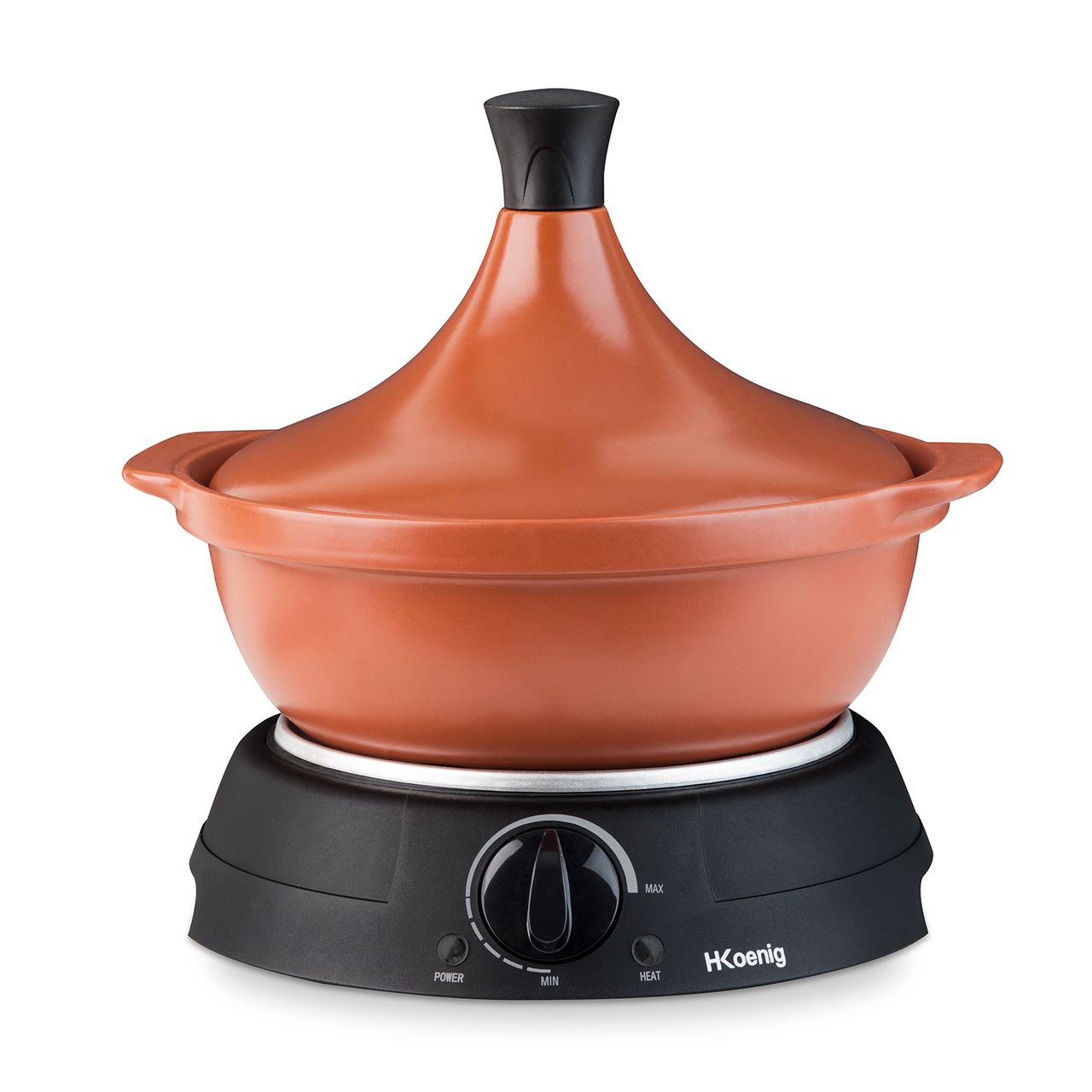 H.Koenig Elektrische Tajine TAJ3 / 3 L / Schmortopf / Terrakotta / Einstellbare Temperatur / Kontrollleuchte / 300 W