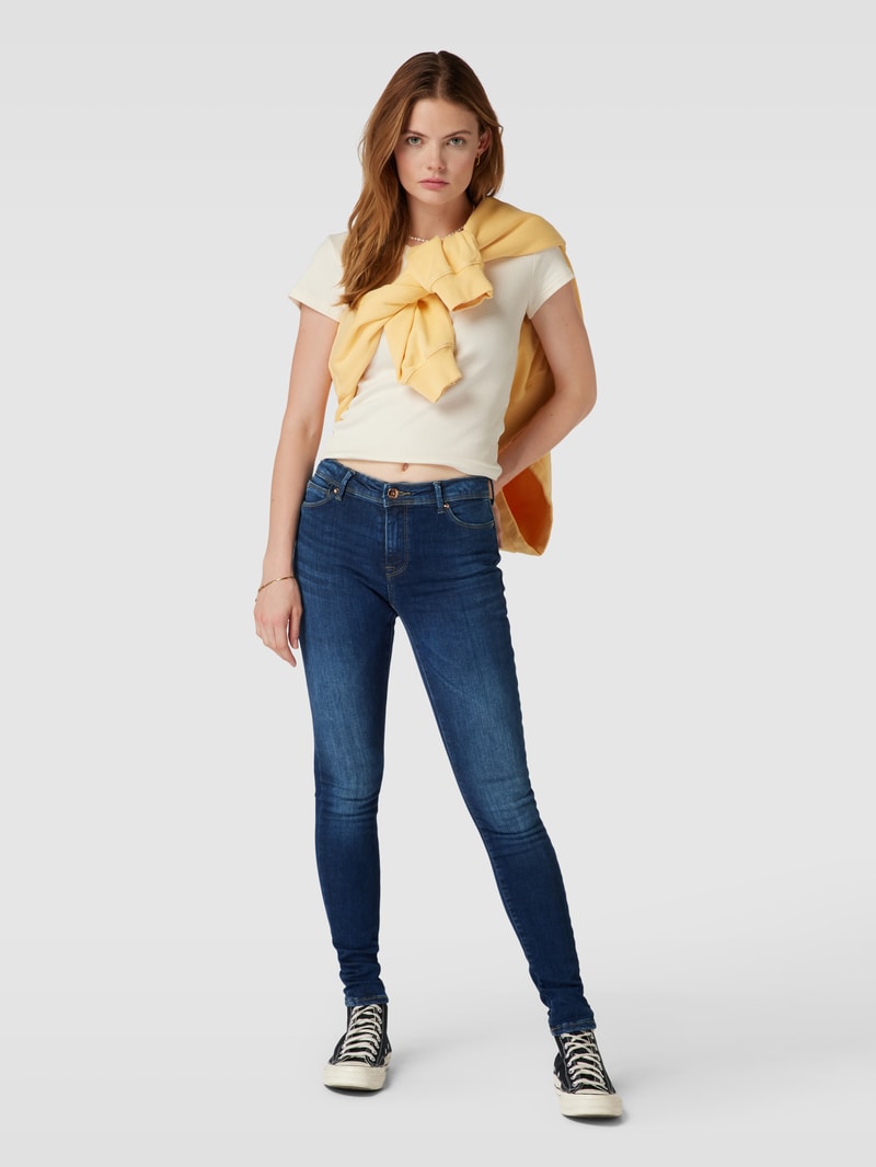 Slim Fit Jeans mit 5-Pocket-Design Modell 'PUSH' in dunkelblau