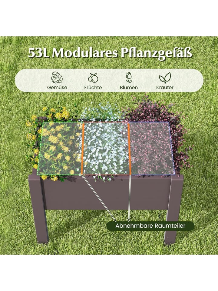 COSTWAY Gartenbeet selbstbewässernd 76x45x61cm in Braun günstig kaufen onesize