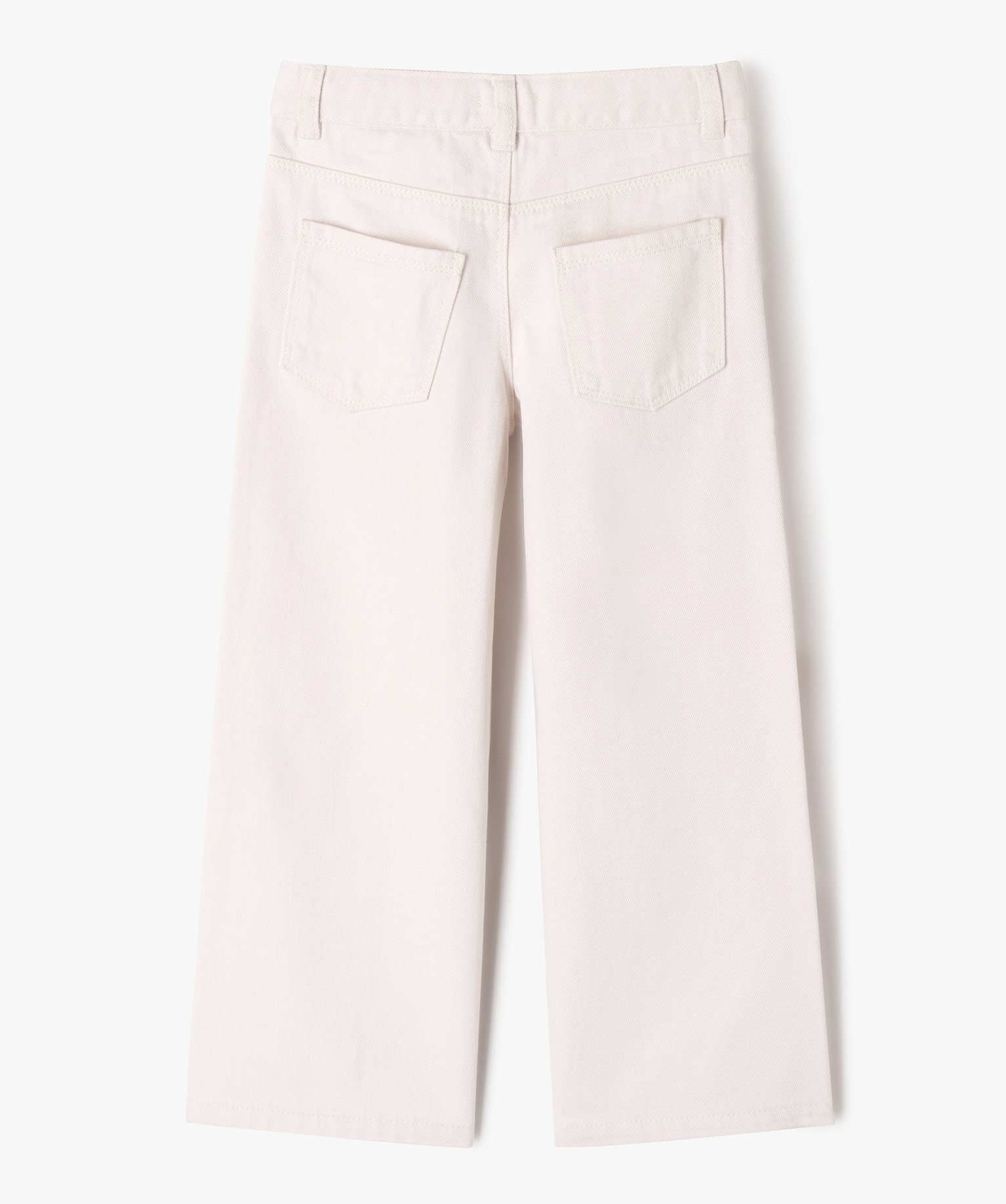 Pantalon large en toile denim colorée fille ecru | GEMO