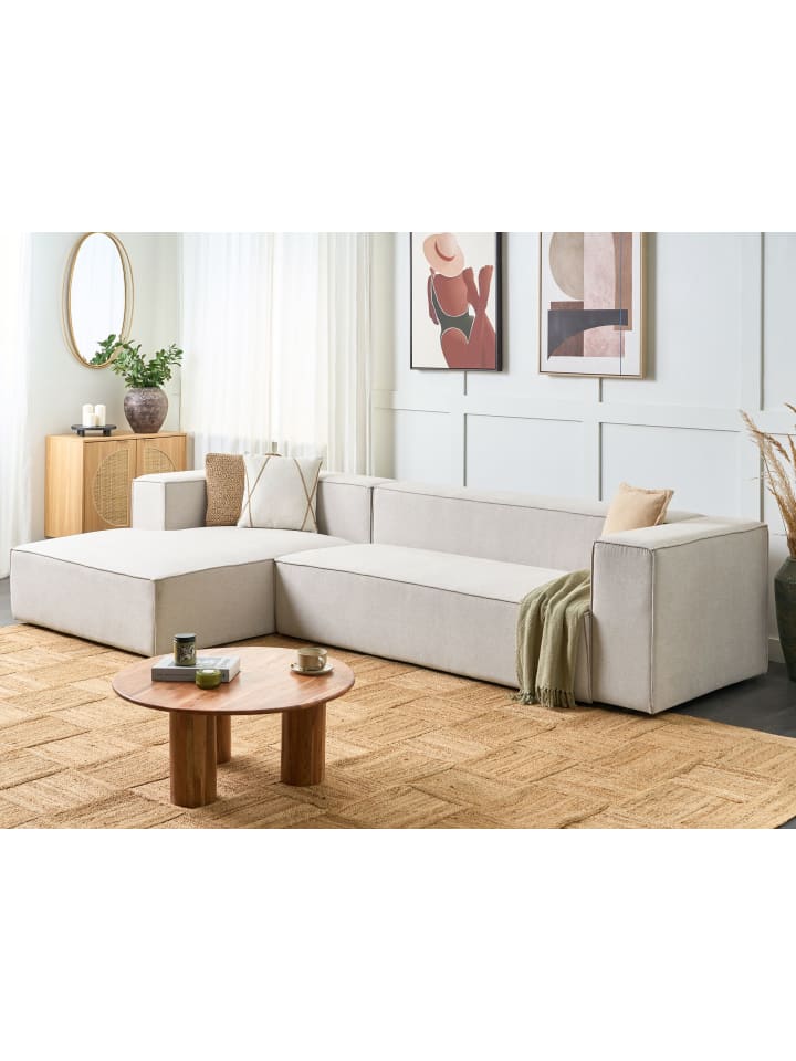 Beliani Ecksofa VERNON in Beige - (W) 330 x (H) 68 x (L) 178 cm günstig kaufen onesize