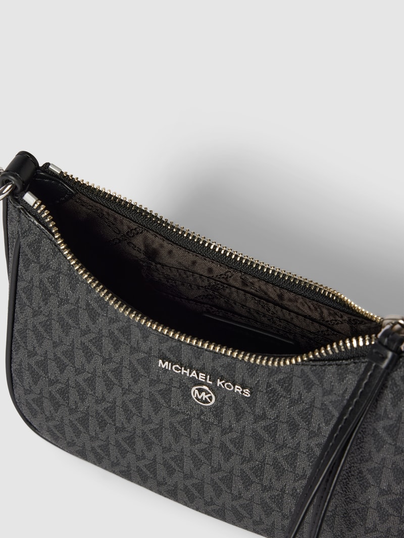 Handtasche mit Allover-Label-Print Modell 'JET SET' in black