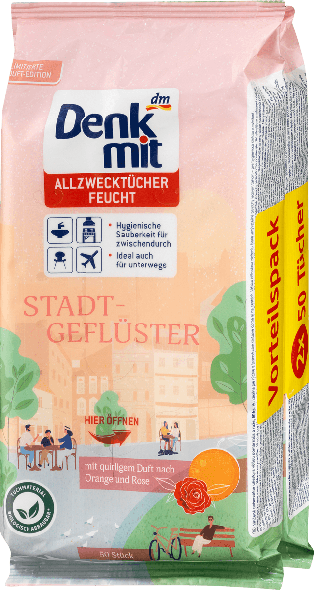 Feuchte Allzwecktücher Stadtgeflüster 2x50St, 100 St