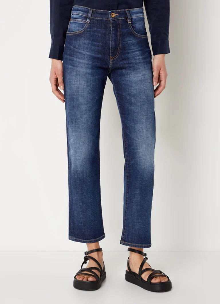 Jeans a vita alta Sessùn Marino, taglio dritto e cropped, lavaggio scuro