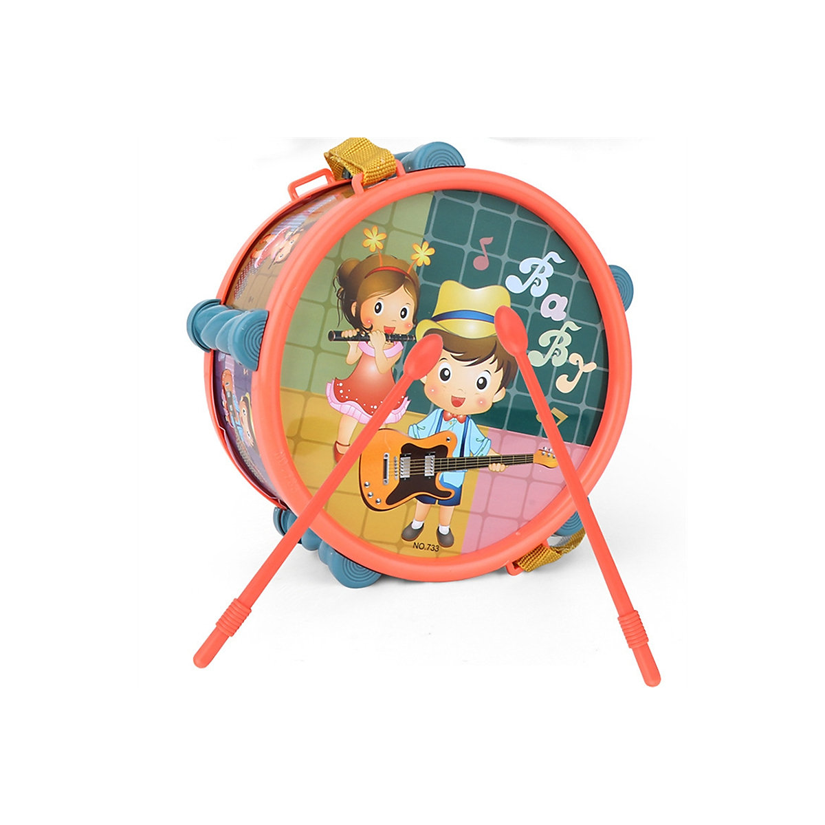 Trommelspielzeug für Kinder mit klingendem Musikinstrument (zufällige Farbe) Frühpädagogisches Handtrommelspielzeug für Kinder (zufällige Farbe)