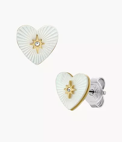 Fossil Ohrstecker Sutton Radiant Love Heart Perlmutt Edelstahl goldfarben