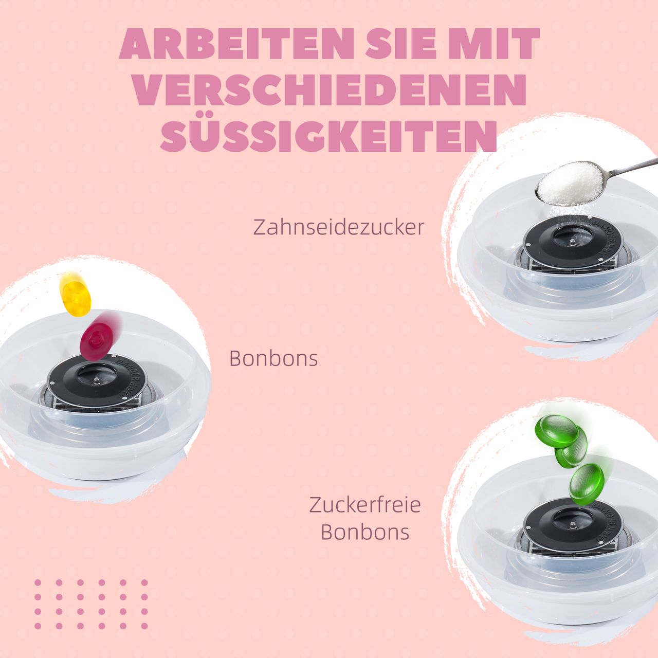 HOMCOM Zuckerwattemaschine Zuckerwattegerät Zuckerwatte Maschine (Modell 1/Weiß)