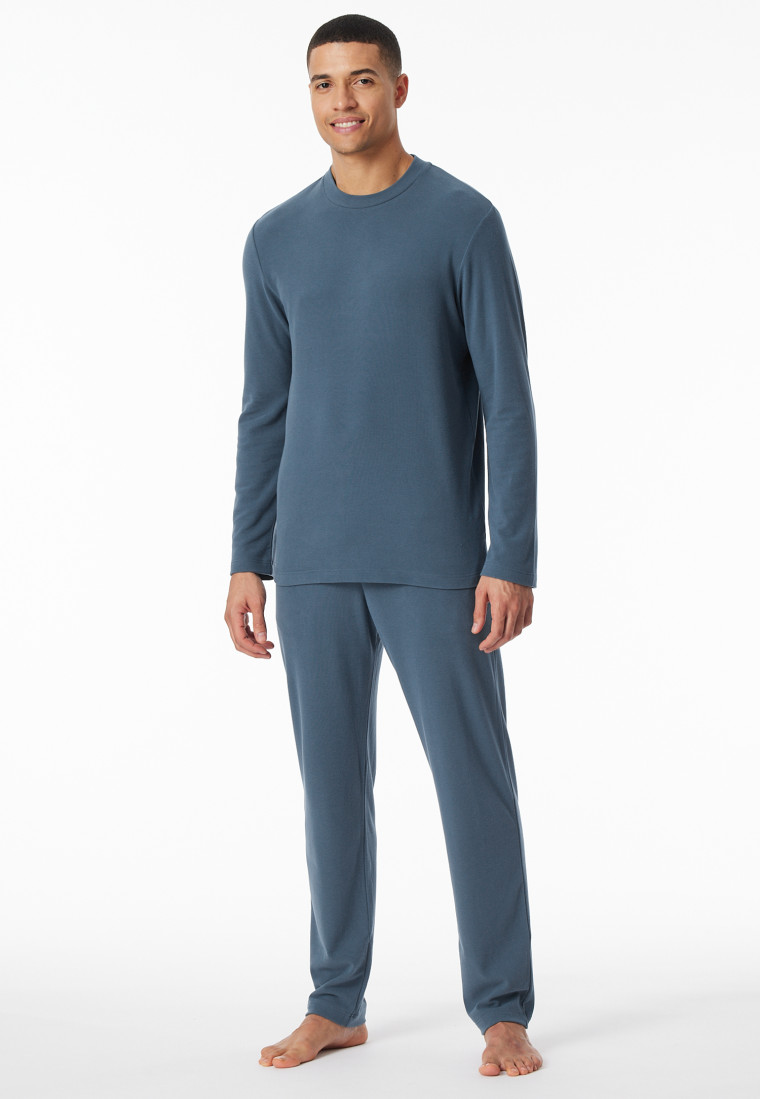 Schlafanzug lang Interlock jeansblau - Selected Premium Warming