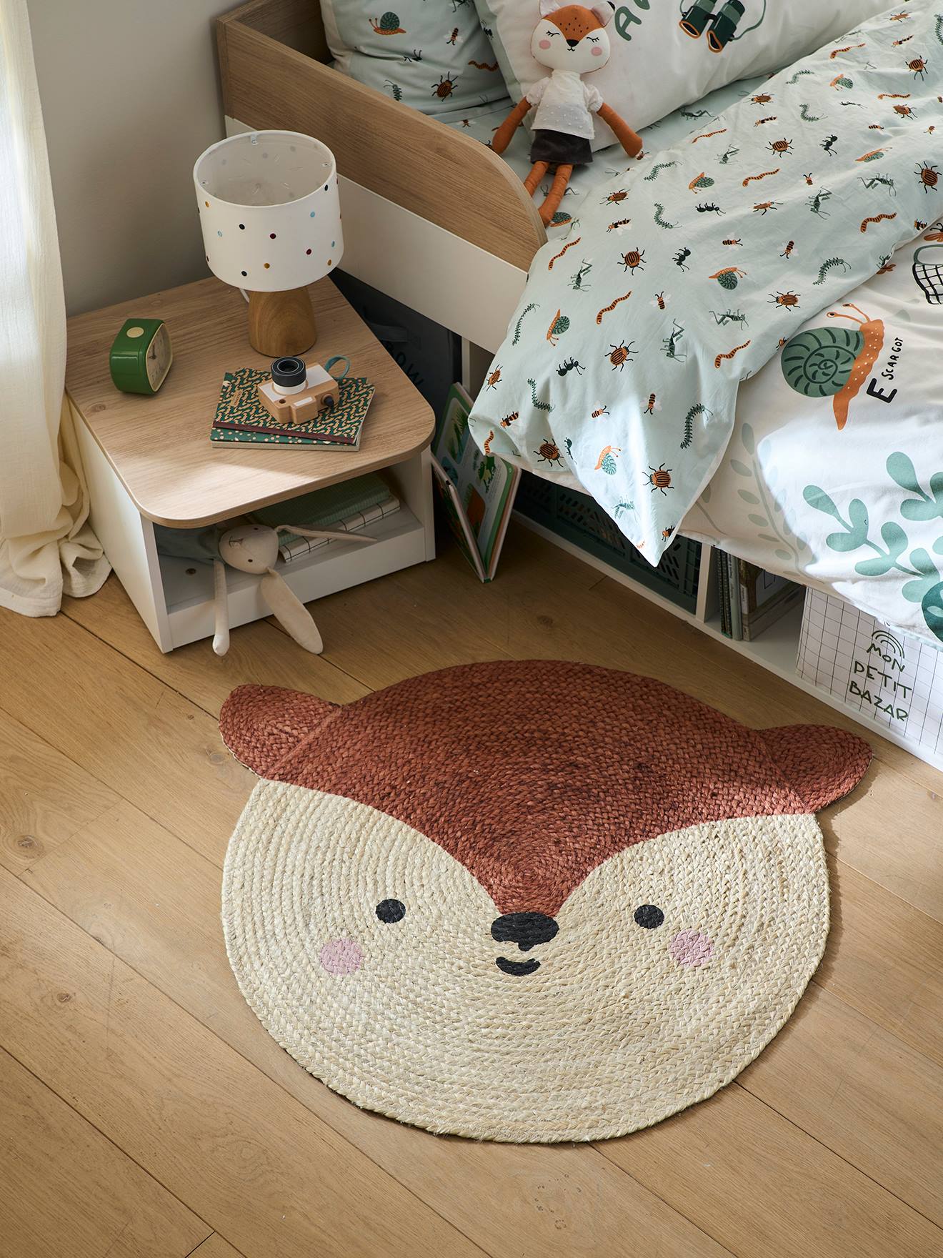 Vertbaudet Kinderzimmer Jute-Teppich FUCHS - hellbeige/rotbraun