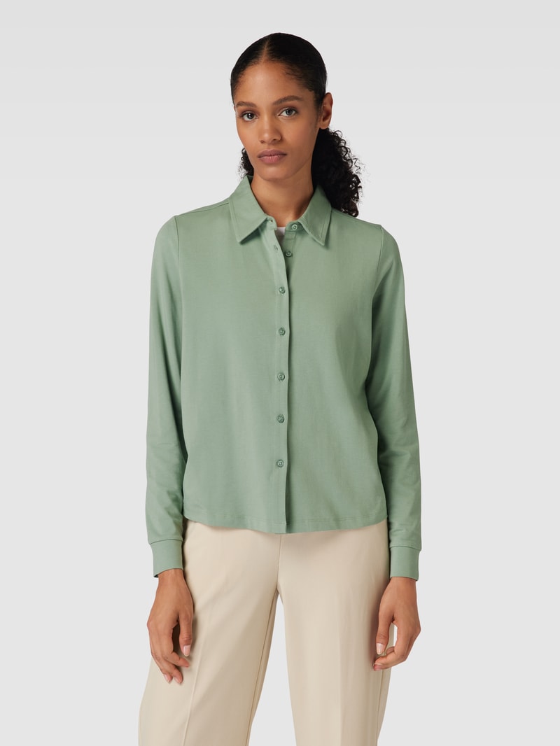 Blusenshirt mit Allover-Muster und Umlegekragen in schilf