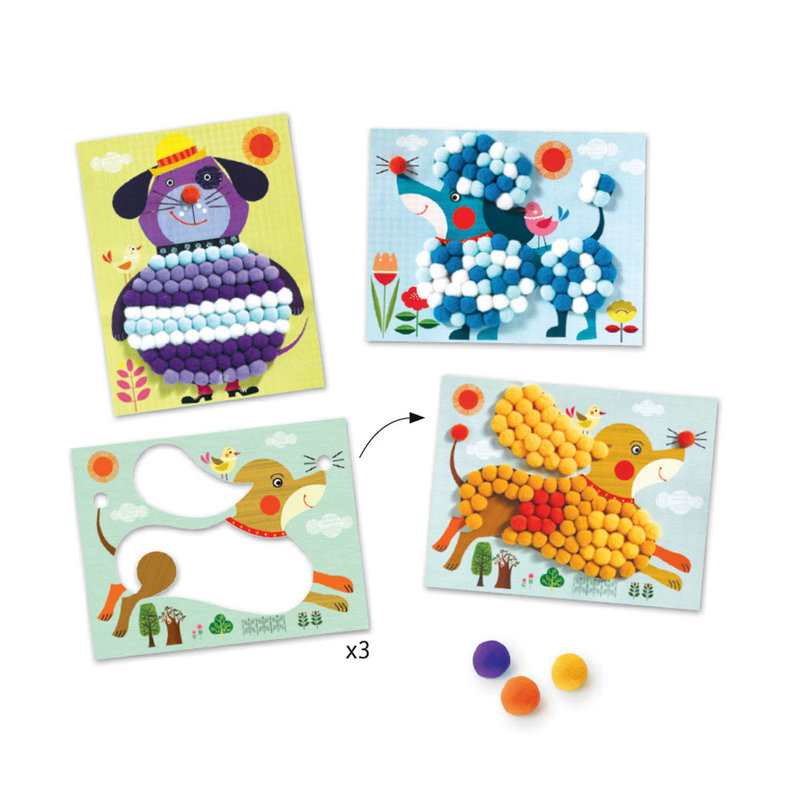Coffret Tableaux de pompons Des chiens à caresser Djeco