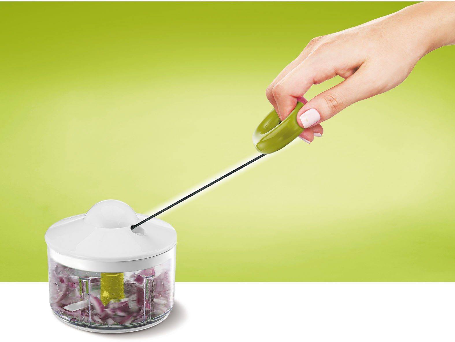 Tefal Gemüsehacker 5 Sekunden Zerkleinerer, 500ml, Edelstahlklingen, rutschfest, Soft-Touch-Griff, Weiß/Grün