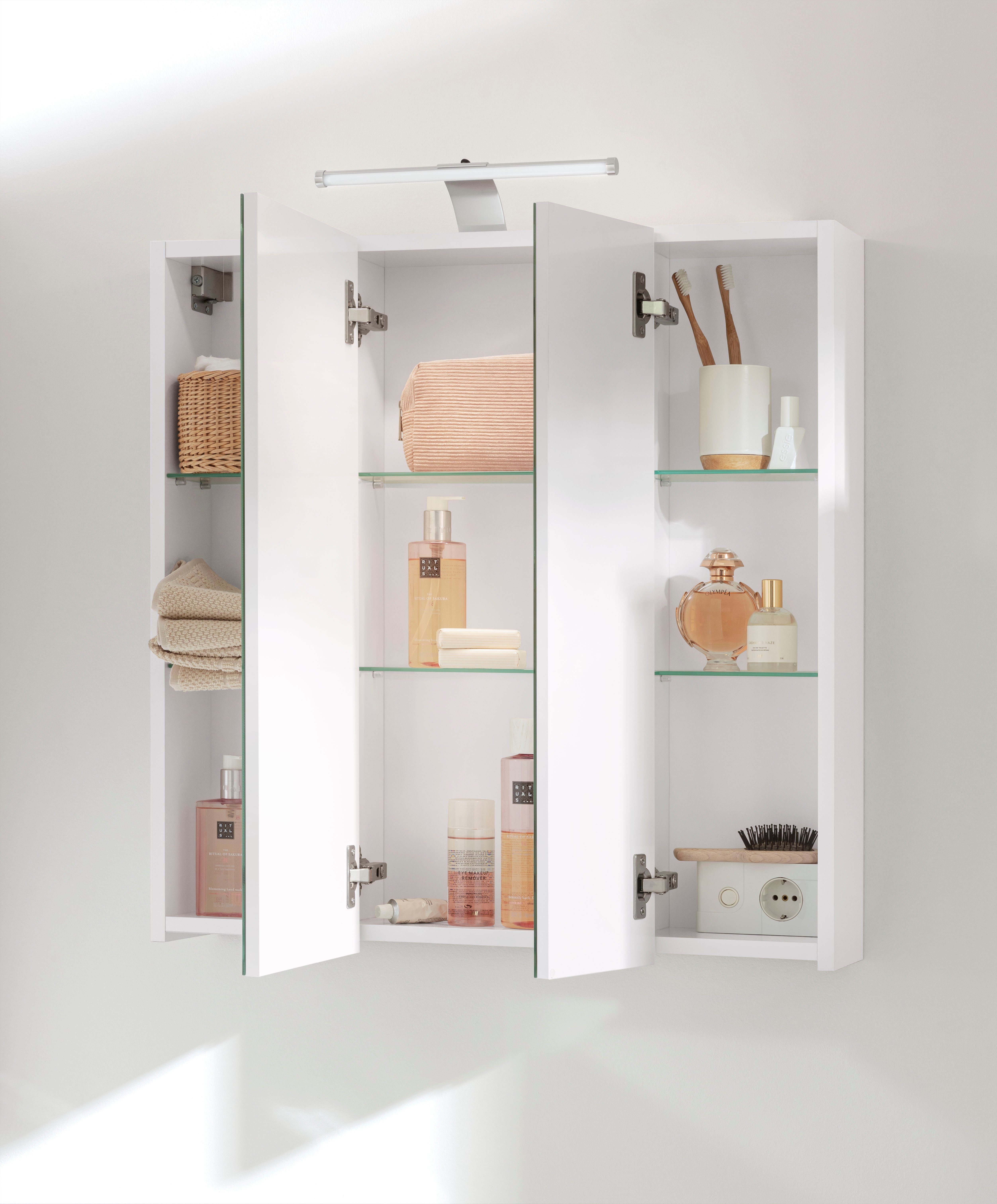 Schildmeyer Spiegelschrank Lagona Breite 70 cm, 3-türig, LED-Beleuchtung, Schalter-/Steckdosenbox