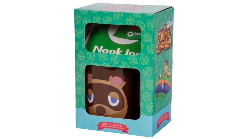 Geschenkset (Tasse, Untersetzer & Schlüsselanhänger) - Animal Crossing - Tom Nook