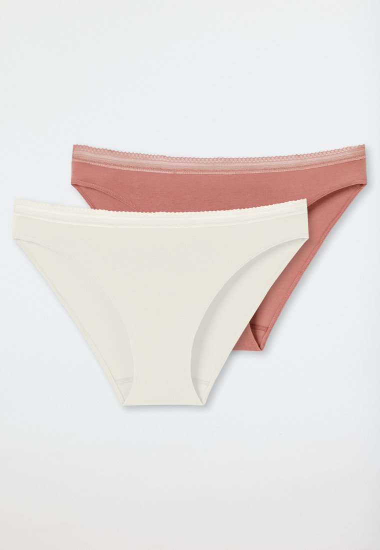 Rio-Slips 2er-Pack Spitze terracotta/sand - Cotton Lace