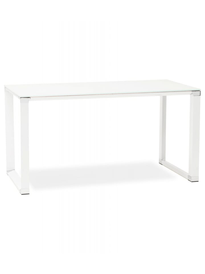 KADIMA DESIGN Gerader Designer Schreibtisch Metall Glas | Minimalistisch in Weiß günstig kaufen