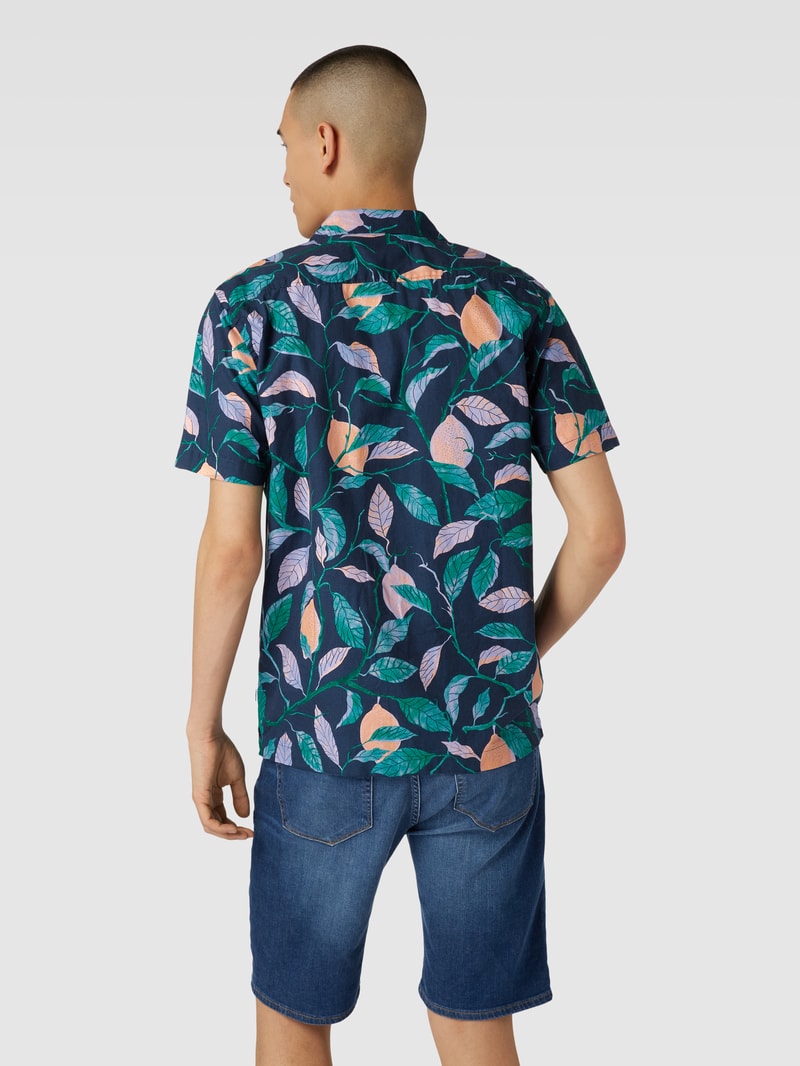 Freizeithemd mit Allover-Motiv-Print in marineblau