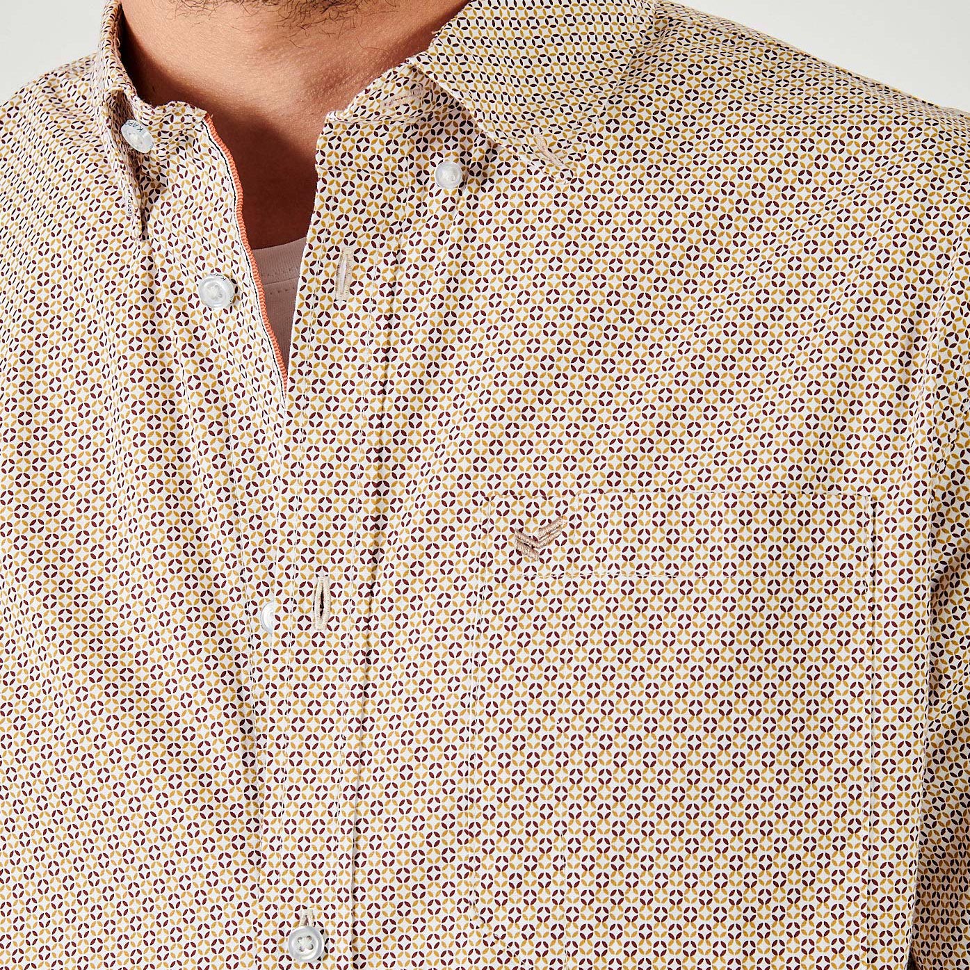 ROWAN  Chemise beige imprimée homme