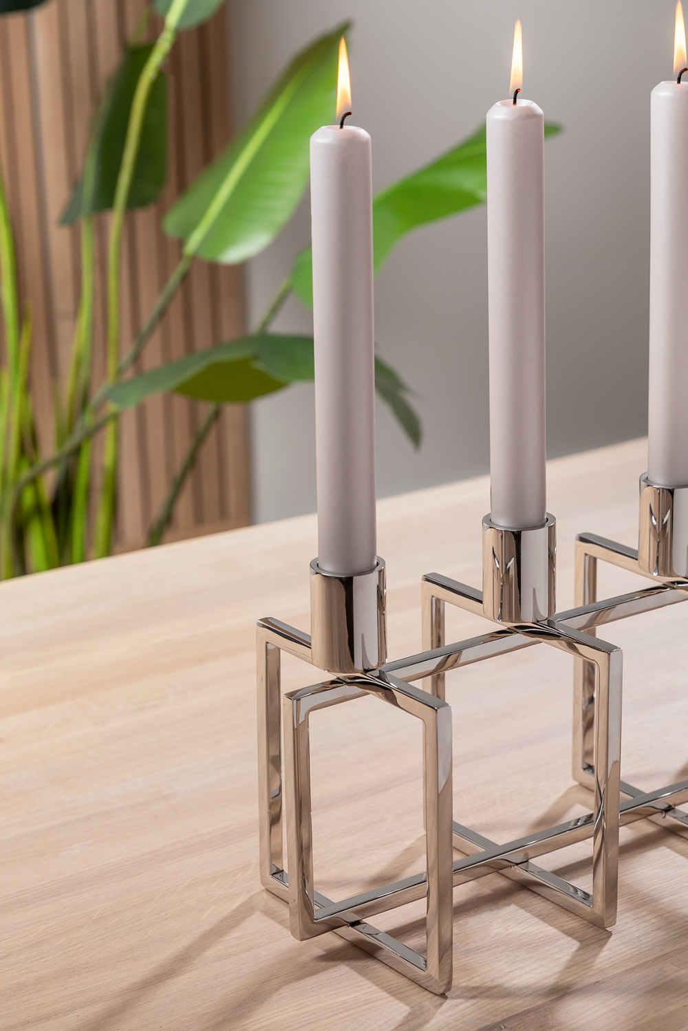 Stabkerze Candle grau metallic